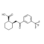 structure of CAS# 736136-51-9, (1R,2R)-2-{2-Oxo-2-[3-(trifluoromethyl)phenyl]ethyl}cyclohexanecarboxylic acid;cis-2-[2-<wbr>Oxo-2-(3-<wbr>trifluoro<wbr>methylphe<wbr>nyl)ethyl<wbr>]cyclohex<wbr>ane-1-car<wbr>boxylic a<wbr>cid