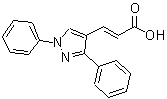 structure of CAS# 73912-52-4, (2E)-3-(1,3-Diphenyl-1H-pyrazol-4-yl)acrylic acid;(2E)-3-(1,3-diphenyl-1H-pyrazol-4-yl)prop-2-enoic acid;(2E)-3-(1,3-diphenylpyrazol-4-yl)prop-2-enoic acid;3-(1,3-DIPHENYL-1H-PYRAZOL-4-YL)-ACRYLICACID