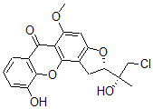 CAS#: 74046-00-7， 2-(2-Chloro-1-Hydroxy-1-Methylethyl)-1,2-Dihydro-10-Hydroxy-5-Methoxy-6H-Furo(2,3-c)Xanthen-6-One
