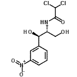 structure of CAS# 7411-65-6, 2,2-Dichloro-N-[(1R,2R)-1,3-dihydroxy-1-(3-nitrophenyl)-2-propanyl]acetamide;D-(−)-thr<wbr>eo-2-Dich<wbr>loroaceta<wbr>mido-1-(3<wbr>-nitrophe<wbr>nyl)-1,3-<wbr>propanedi<wbr>ol;m-Chloramphenicol;34005_RIEDEL