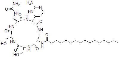 CAS#: 74240-44-1， N-[(6E)-3-(2-Amino-3,4,5,6-Tetrahydropyrimidin-4-Yl)-6-[(Carbamoylamino)Methylidene]-9,12-Bis(Hydroxymethyl)-2,5,8,11,14-Pentaoxo-1,4,7,10,13-Pentazacyclohexadec-15-Yl]Hexadecanamide