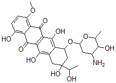 CAS#: 74273-36-2， 7-(4-Amino-5-Hydroxy-6-Methyloxan-2-Yl)Oxy-1,6,9,11-Tetrahydroxy-9-(1-Hydroxyethyl)-4-Methoxy-8,10-Dihydro-7H-Tetracene-5,12-Dione