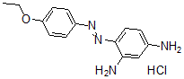 结构式 CAS# 74367-87-6, 4-(4-乙氧基苯基偶氮)-间亚苯基二胺单和二盐酸盐混合物