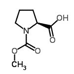 structure of CAS# 74761-41-4, 1-(Methoxycarbonyl)-L-proline;(S)-1-(methoxycarbonyl)pyrrolidine-2-carboxylic acid;1-(methoxycarbonyl)-L-proline;1,2-pyrrolidinedicarboxylic acid, 1-methyl ester, (2S)
