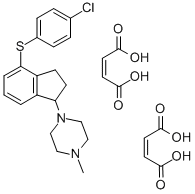 CAS 登录号：74801-44-8， 4-(4-氯苯基硫代)-1-(4-甲基哌嗪并)茚满二(马来酸氢盐)