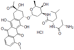 CAS#: 74853-81-9， (2S)-N-[(2S,3S,4S,6R)-6-[[(1S,3S)-3-Acetyl-3,5,12-Trihydroxy-10-Methoxy-6,11-Dioxo-2,4-Dihydro-1H-Tetracen-1-Yl]Oxy]-3-Hydroxy-2-Methyloxan-4-Yl]-2-[[(2S)-2-Aminopropanoyl]Amino]-4-Methylpentanamide Hydrochloride