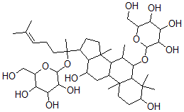 CAS#: 75139-45-6， 2-[[3,12-Dihydroxy-4,4,7,10,14-Pentamethyl-17-[6-Methyl-2-[3,4,5-Trihydroxy-6-(Hydroxymethyl)Oxan-2-Yl]Oxyhept-5-En-2-Yl]-1,2,3,5,6,7,8,9,11,12,13,15,16,17-Tetradecahydrocyclopenta[a]Phenanthren-6-Yl]Oxy]-6-(Hydroxymethyl)Oxane-3,4,5-Triol