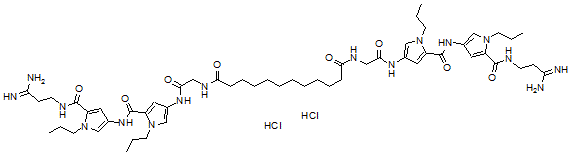 CAS#: 75472-88-7， N,N'-Bis[2-[[5-[[5-[(3-Amino-3-Iminopropyl)Carbamoyl]-1-Propylpyrrol-3-Yl]Carbamoyl]-1-Propylpyrrol-3-Yl]Amino]-2-Oxoethyl]Dodecanediamide Dihydrochloride