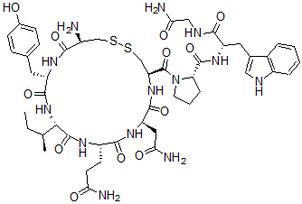 CAS#: 75511-62-5， (2S)-1-[(4R,7R,10S,13S,16S,19R)-19-Amino-7-(2-Amino-2-Oxoethyl)-10-(3-Amino-3-Oxopropyl)-13-[(2S)-Butan-2-Yl]-16-[(4-Hydroxyphenyl)Methyl]-6,9,12,15,18-Pentaoxo1,2-Dithia-5,8,11,14,17-Pentazacycloicosane-4-Carbonyl]-N-[(2S)-1-[(2-Amino-2-Oxoethyl)Amino]-3-(1H-Indol-3-Yl)-1-Oxopropan-2-Yl]Pyrrolidine-2-Carboxamide