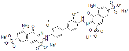 CAS#: 75659-72-2， 3,3'-[(3,3'-Dimethoxy[1,1'-Biphenyl]-4,4'-Diyl)Bis(Azo)]Bis[5-Amino-4-Hydroxy -2,7-Naphthalenedisulfonic Acid Monolithium Trisodium Salt