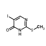 structure of CAS# 76510-61-7, 5-Iodo-2-(methylsulfanyl)-4(3H)-pyrimidinone;5-iodo-2-(methylsulfanyl)pyrimidin-4-ol;5-Iodo-2-(methylthio)pyrimdin-4(3H)-one;5-Iodo-2-methylsulfanyl-3H-pyrimidin-4-one