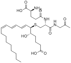 structure of CAS# 77209-77-9, Leukotriene C3;(5S,7E,9E,11E)-6-[(2R)-2-[[(4S)-4-Amino-5-Hydroxy-5-Oxo-Pentanoyl]Amino]-3-(Carboxymethylamino)-3-Oxo-Propyl]Sulfanyl-5-Hydroxy-Icosa-7,9,11-Trienoic Acid;(5S,7E,9E,11E)-6-[[(2R)-2-[[(4S)-4-Amino-5-Hydroxy-1,5-Dioxopentyl]Amino]-3-(Carboxymethylamino)-3-Oxopropyl]Thio]-5-Hydroxyicosa-7,9,11-Trienoic Acid;2-[[(2R)-2-[[(4S)-4-Amino-5-Hydroxy-5-Keto-Pentanoyl]Amino]-3-[[(2E,4E,6E)-1-[(1S)-1,5-Dihydroxy-5-Keto-Pentyl]Pentadeca-2,4,6-Trienyl]Thio]Propanoyl]Amino]Acetic Acid