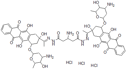 CAS#: 77313-12-3， 3-Amino-N,N'-Bis[1-[4-(4-Amino-5-Hydroxy-6-Methyloxan-2-Yl)Oxy-2,5,12-Trihydroxy-6,11-Dioxo-3,4-Dihydro-1H-Tetracen-2-Yl]Ethylideneamino]Pentanediamide Trihydrochloride