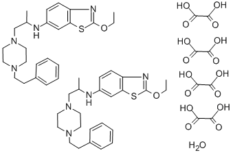 CAS#: 77563-06-5， 6-(1-Methyl-2-(4-phenethylpiperazino)ethyl)amino-2-ethoxybenzothiazole oxalate hydrate (2:4:1)