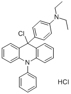 structure of CAS# 77769-31-4, 4-(9-Chloro-9,10-Dihydro-10-Phenyl-9-Acridinyl)-N,N-Diethyl-Benzeneamine Hydrochloride;4-(9-Chloro-10-Phenyl-Acridin-9-Yl)-N,N-Diethyl-Aniline;4-(9-Chloro-10-Phenyl-9-Acridinyl)-N,N-Diethylaniline;[4-(9-Chloro-10-Phenyl-Acridin-9-Yl)Phenyl]-Diethyl-Amine
