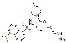 CAS 登录号：77787-46-3， N-氨基-N'-[(4S)-4-[(5-二甲基氨基萘-1-基)磺酰基氨基]-5-(4-甲基哌啶-1-基)-5-氧代戊基]甲脒