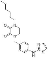 CAS#: 77917-94-3， 1-Hexyl-4-[[4-(1,3-Thiazol-2-Ylamino)Phenyl]Methyl]Piperazine-2,3-Dione
