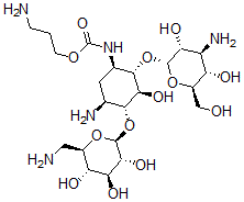 CAS#: 77987-52-1， 3-Aminopropyl N-[(1R,2S,3S,4R,5S)-5-Amino-2-[(2S,3R,4S,5S,6R)-4-Amino-3,5-Dihydroxy-6-(Hydroxymethyl)Oxan-2-Yl]Oxy-4-[(2S,3R,4S,5S,6R)-6-(Aminomethyl)-3,4,5-Trihydroxyoxan-2-Yl]Oxy-3-Hydroxycyclohexyl]Carbamate
