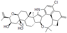 CAS#: 78213-65-7， (2R,3S,3aR,4aS,4bS,6aR,7S,7dS,8S,9aS,14bS,14cR,16aS)-12-Chloro-3,3a,6a,7,7d,8,9,9a,10,11,14,14b,14c,15,16,16a-hexadecahydro-14b,14c,17,17-tetramethyl-10-methylene-2-(1-methylethenyl)-7,8-(Epoxymethano)-2H,6H-cyclobuta(5,6)benz(1,2-e)oxireno(4',4'a)-1-benzopyrano(5',6':6,7)indeno(1,2-b)indole-3,4b(5H)-diol