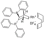 结构式 CAS# 78355-59-6, (2S,3S)-(+)-2,3-二(二苯基膦基)双环[2.2.1]庚-5-烯(1,5-环辛二烯)铑(I)四氟硼酸盐