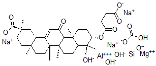 CAS#: 78515-90-9， (3beta,20beta)-3-(3-carboxy-1-oxopropoxy)-11-oxo-Olean-12-en-29-oic acid disodium salt mixt. with aluminum hydroxide, magnesium silicon oxide and sodium hydrogen carbonate