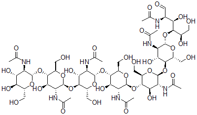 CAS#: 79127-58-5， N-[(2S,3R,4R,5S,6R)-5-[(2S,3R,4R,5S,6R)-3-Acetamido-5-[(2S,3R,4R,5S,6R)-3-Acetamido-5-[(2S,3R,4R,5S,6R)-3-Acetamido-4,5-Dihydroxy-6-(Hydroxymethyl)Oxan-2-Yl]Oxy-4-Hydroxy-6-(Hydroxymethyl)Oxan-2-Yl]Oxy-4-Hydroxy-6-(Hydroxymethyl)Oxan-2-Yl]Oxy-2-[(2R,3S,4R,5R,6S)-5-Acetamido-6-[(2R,3S,4R,5R,6S)-5-Acetamido-6-[(2R,3S,4R,5R)-5-Acetamido-1,2,4-Trihydroxy-6-Oxohexan-3-Yl]Oxy-4-Hydroxy-2-(Hydroxymethyl)Oxan-3-Yl]Oxy-4-Hydroxy-2-(Hydroxymethyl)Oxan-3-Yl]Oxy-4-Hydroxy-6-(Hydroxymethyl)Oxan-3-Yl]Acetamide