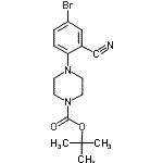 structure of CAS# 791846-40-7, 2-Methyl-2-propanyl 4-(4-bromo-2-cyanophenyl)-1-piperazinecarboxylate;1-Boc-4-(4-Bromo-2-cyanophenyl)piperazine;MFCD09999215;tert-buty<wbr>l 4-(4-br<wbr>omo-2-cya<wbr>no-phenyl<wbr>)piperazi<wbr>ne-1-carb<wbr>oxylate