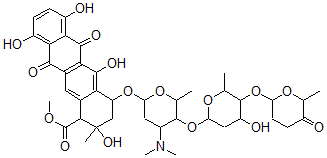 CAS#: 79217-17-7， Methyl 4-[4-Dimethylamino-5-[4-Hydroxy-6-Methyl-5-(6-Methyl-5-Oxooxan-2-Yl)Oxyoxan-2-Yl]Oxy-6-Methyloxan-2-Yl]Oxy-2,5,7,10-Tetrahydroxy-2-Methyl-6,11-Dioxo-3,4-Dihydro-1H-Tetracene-1-Carboxylate