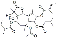CAS#: 81127-21-1， 2-Methyl-2-Butenoic Acid 6-(Acetyloxy)-2,3,3A,4,5,6,6A,7,8,9B-Decahydro-3,3A-Dihydroxy-3,6,9-Trimethyl-4-(2-Methyl-1-Oxobutoxy)-7-(3-Methyl-1-Oxobutoxy)-2-Oxoazuleno(4,5-b)Furan-8-Yl Ester