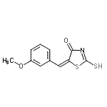 structure of CAS# 81154-02-1, (5E)-5-(3-Methoxybenzylidene)-2-sulfanyl-1,3-thiazol-4(5H)-one;(5E)-2-Me<wbr>rcapto-5-<wbr>(3-methox<wbr>ybenzylid<wbr>ene)-1,3-<wbr>thiazol-4<wbr>(5H)-one;(5E)-5-(3-methoxybenzylidene)-2-thioxo-1,3-thiazolidin-4-one;5-[(3-met<wbr>hoxypheny<wbr>l)methyle<wbr>ne]-2-thi<wbr>oxo-1,3-t<wbr>hiazolidi<wbr>n-4-one