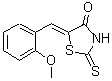 structure of CAS# 81154-09-8, (5Z)-5-(2-Methoxybenzylidene)-2-thioxo-1,3-thiazolidin-4-one;(5E)-2-Me<wbr>rcapto-5-<wbr>(2-methox<wbr>ybenzylid<wbr>ene)-1,3-<wbr>thiazol-4<wbr>(5H)-one;(5Z)-5-(2<wbr>-methoxyb<wbr>enzyliden<wbr>e)-2-sulf<wbr>anyl-1,3-<wbr>thiazol-4<wbr>(5H)-one;(5Z)-5-(2-methoxybenzylidene)-2-thioxo-1,3-thiazolidin-4-one
