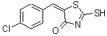 structure of CAS# 81154-18-9, (5E)-5-(4-Chlorobenzylidene)-2-sulfanyl-1,3-thiazol-4(5H)-one;(5E)-5-(4<wbr>-Chlorobe<wbr>nzylidene<wbr>)-2-merca<wbr>pto-1,3-t<wbr>hiazol-4(<wbr>5H)-one;5-(4-chlorobenzylidene)-2-thioxo-1,3-thiazolidin-4-one;5-[(4-chlorophenyl)methylene]-2-thioxo-1,3-thiazolidin-4-one