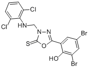 CAS#: 81963-79-3， 5-(3,5-Dibromo-2-hydroxyphenyl)-3-(((2,6-dichlorophenyl)amino)methyl)-1,3,4-Oxadiazole-2(3H)-thione
