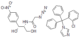 CAS 登录号：82571-54-8， (R-(R*,R*))-2-叠氮基-N-(2-羟基-1-(羟基甲基)-2-(4-硝基苯基)乙基)-乙酰胺与 1-((2-氯苯基)二苯基甲基)-1H-咪唑混合物