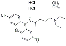structure of CAS# 83-89-6, Quinacrine Dihydrochloride Dihydrate;N'-(6-Chloro-2-Methoxy-Acridin-9-Yl)-N,N-Diethyl-Pentane-1,4-Diamine;N'-(6-Chloro-2-Methoxy-9-Acridinyl)-N,N-Diethylpentane-1,4-Diamine;4-[(6-Chloro-2-Methoxy-Acridin-9-Yl)Amino]Pentyl-Diethyl-Amine