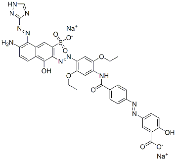 CAS#: 83249-32-5， Disodium 5-[[4-[[[4-[[6-Amino-1-Hydroxy-3-Sulphonato-5-(1H-1,2,4-Triazole-3-Ylazo)-2-Naphthyl]Azo]-2,5-Diethoxyphenyl]Amino]Carbonyl]Phenyl]Azo]Salicylate