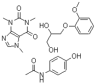 CAS#: 83383-37-3， N-(4-Hydroxyphenyl)-Acetamide Mixt. With 3,7-Dihydro-1,3,7-Trimethyl-1H-Purine-2,6-Dione And 3-(2-Methoxyphenoxy)-1,2-Propanediol