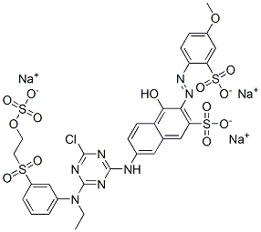 CAS 登录号：83567-04-8， 7-[[4-氯-6-[乙基[3-[[2-(磺酸基氧基)乙基]磺酰基]苯基]氨基]-1,3,5-三嗪-2-基]氨基]-4-羟基-3-[(4-甲氧基-2-磺酸基苯基)偶氮]萘-2-磺酸三钠