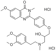 CAS#: 83722-15-0， 2-(4-(3-((2-(3,4-Dimethoxyphenyl)Ethyl)Methylamino)-2-Hydroxypropoxy)Phenyl)-6-Methoxy-3-Methyl-4(3H)-Quinazolinone Dihydrochloride