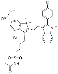 CAS#: 84100-41-4， 1-[4-[(Acetylamino)Sulphonyl]Butyl]-2-[2-[2-(4-Chlorophenyl)-1-Methyl-1H-Indol-3-Yl]Vinyl]-5-(Methoxycarbonyl)-3,3-Dimethyl-3H-Indolium Bromide