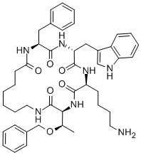 结构式 CAS# 84211-54-1, 环(7-氨基庚酰-苯丙氨酰-D-色氨酰-赖氨酰-[O-苄基]苏氨酰)