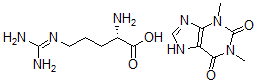 CAS 登录号:84331-66-8, (2S)-2-氨基-5-(二氨基亚甲基氨基)戊酸 1,3-二甲基-7H-嘌呤-2,6-二酮