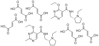 CAS 登录号：84413-97-8， (R)-(+)-4-乙氧基-N-((1-乙基-2-吡咯烷基)甲基)-2-甲基-5-嘧啶甲酰胺富马酸盐 (2:5)