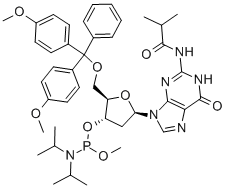 CAS 登录号:84416-84-2, 5'-O-(4,4'-二甲氧基三苯甲基)-N2-异丁酰基-2'-脱氧鸟苷-3'-(甲基-N,N-二异丙基)亚磷酰胺