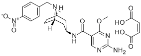 CAS 登录号：84923-22-8， 2-氨基-4-甲氧基-N-(8-(4-硝基苄基)-3-beta-去甲莨菪烷基)-5-嘧啶甲酰胺马来酸盐