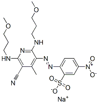 CAS#: 84962-47-0， Sodium 2-[[5-Cyano-2,6-Bis[(3-Methoxypropyl)Amino]-4-Methyl-3-Pyridyl]Azo]-5-Nitrobenzenesulphonate