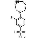 structure of CAS# 849924-88-5, 1-[2-Fluoro-4-(methylsulfonyl)phenyl]-1,4-diazepane;1-(2-fluoro-4-(methylsulfonyl)phenyl)-1,4-diazepane;1-[2-Fluoro-4-(methylsulfonyl)phenyl]-1,4-;1-[2-Fluoro-4-(methylsulfonyl)phenyl]homopiperazine