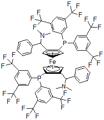 CAS#: 849925-10-6， (1S,1'S)-1,1'-Bis[bis[3,5-bis(trifluoromethyl)phenyl]phosphino]-2,2'-bis[(S)-(dimethylamino)phenylmethyl]-Ferrocene