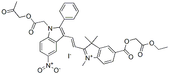 CAS#: 85029-83-0， 5-[(2-Ethoxy-2-Oxoethoxy)Carbonyl]-1,3,3-Trimethyl-2-[2-[5-Nitro-1-[2-Oxo-2-(2-Oxopropoxy)Ethyl]-2-Phenyl-1H-Indol-3-Yl]Vinyl]-3H-Indolium Iodide