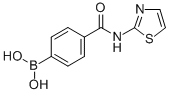 structure of CAS# 850568-26-2, 4-(2-Thiazolyl)Aminocarbonylphenylboronic Acid;[4-(2-THIAZOLYL)AMINOCARBONYL]BENZENEBORONIC ACID;4-(2-Thiazolylcarbamoyl)Benzeneboronic Acid, 97+%;4-(1,3-Thiazol-2-Ylcarbamoyl)Benzeneboronic Acid